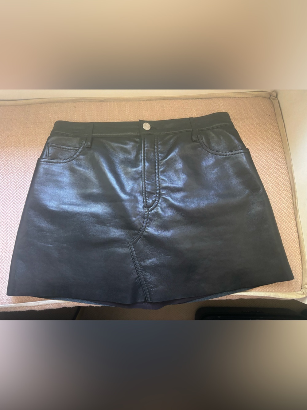 Frame Denim Black Faux Leather Mini Skirt